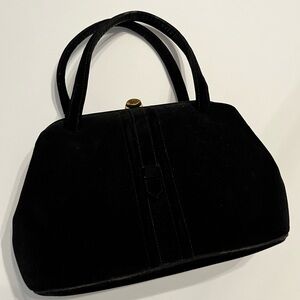 Vintage Michel of Coronet of Black Suede Handbag.